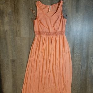 Lauren conrad peach summer long dress waist line design size M Spring Dress